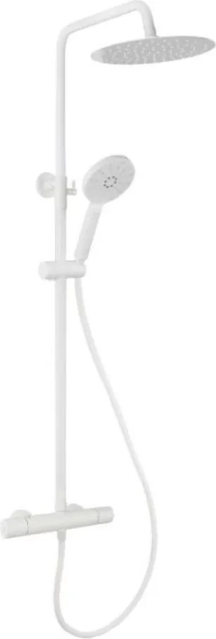 Set de duș DRAGOR cu baterie termostatică, alb mat