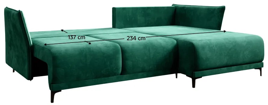 Canapea extensibilă, culoare smarald, dreapta, SALVO ROH