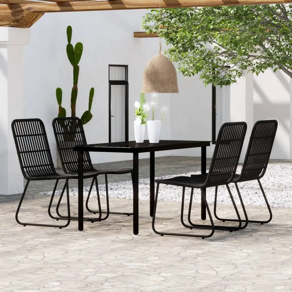 vidaXL Set de servit masa pentru grădină, 5 piese, negru