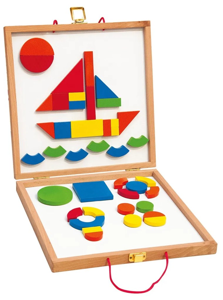 Jucarie din lemn - Tabla magnetica cu forme geometrice