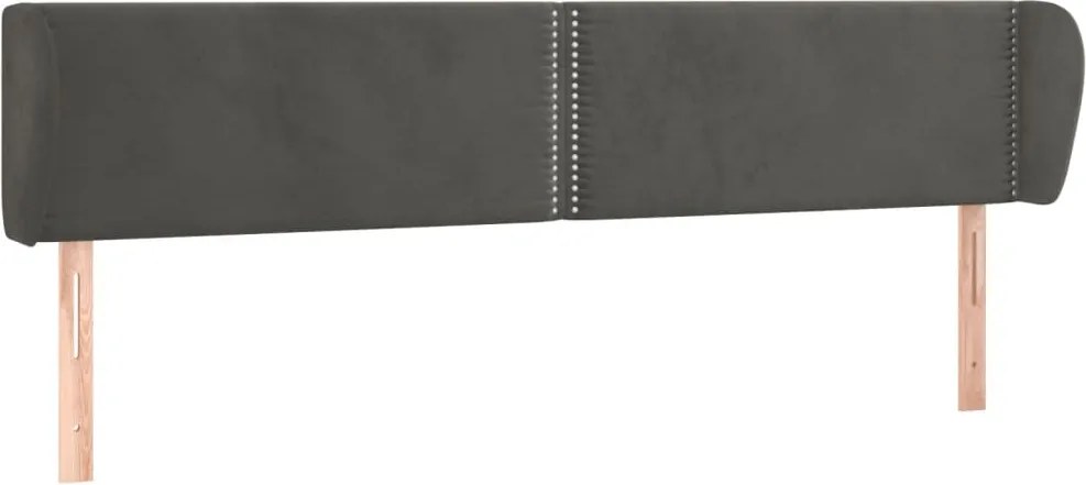 vidaXL Tăblie de pat cu aripioare gri închis 183x23x78/88 cm catifea