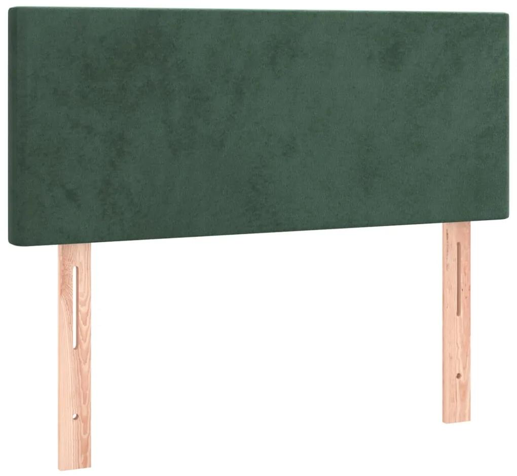 Pat box spring cu saltea, verde inchis, 100x200 cm, catifea Verde inchis, 100 x 200 cm, Design simplu