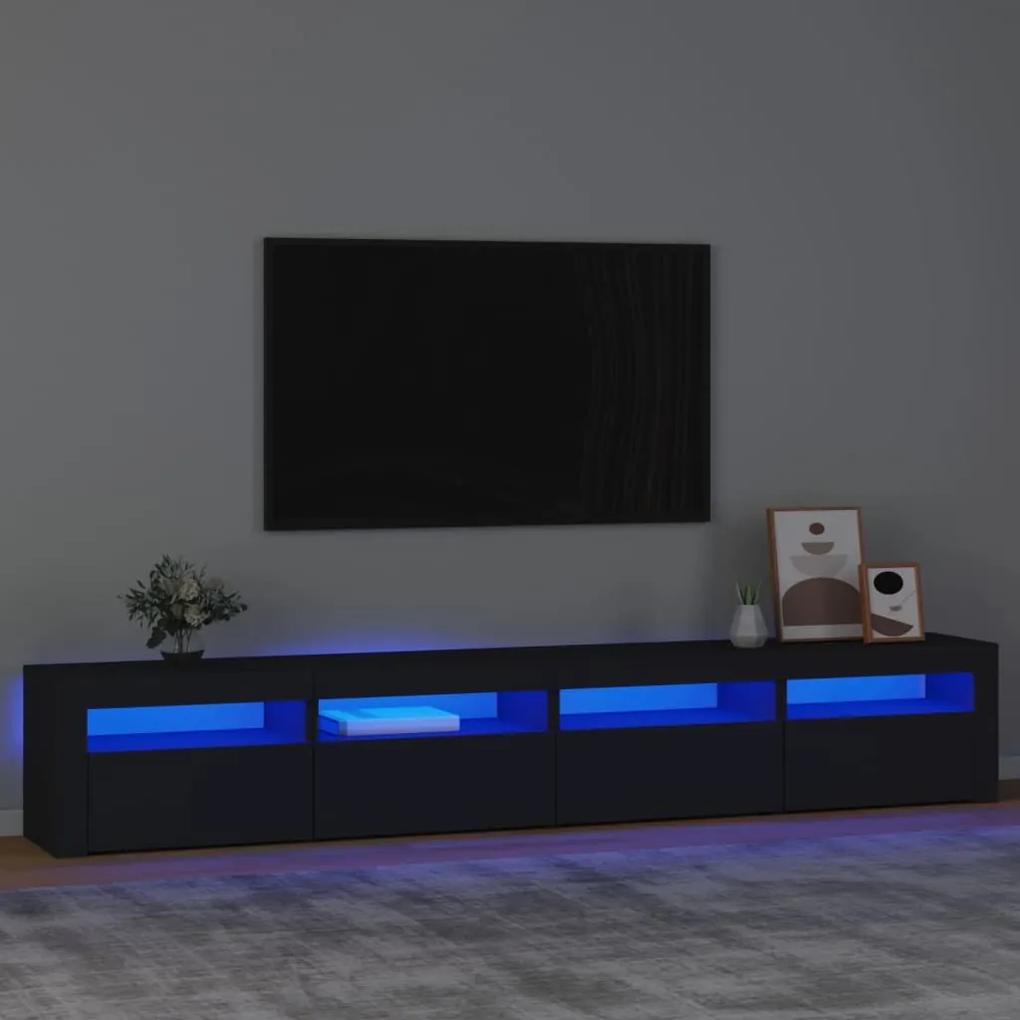 3152763 vidaXL Comodă TV cu lumini LED, negru, 240x35x40cm