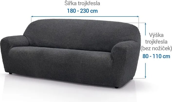 Nueva Textura Huse super elastice RUBINIA antracit fotoliu triplu (l. 180 - 230 cm)