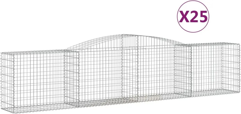 vidaXL Coșuri gabion arcuite 25 buc, 400x50x80/100 cm, fier galvanizat