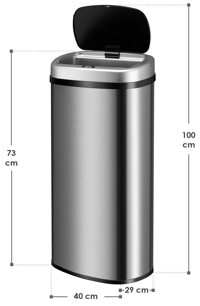 Coș de gunoi pătrat cu senzor - 70 L - argintiu