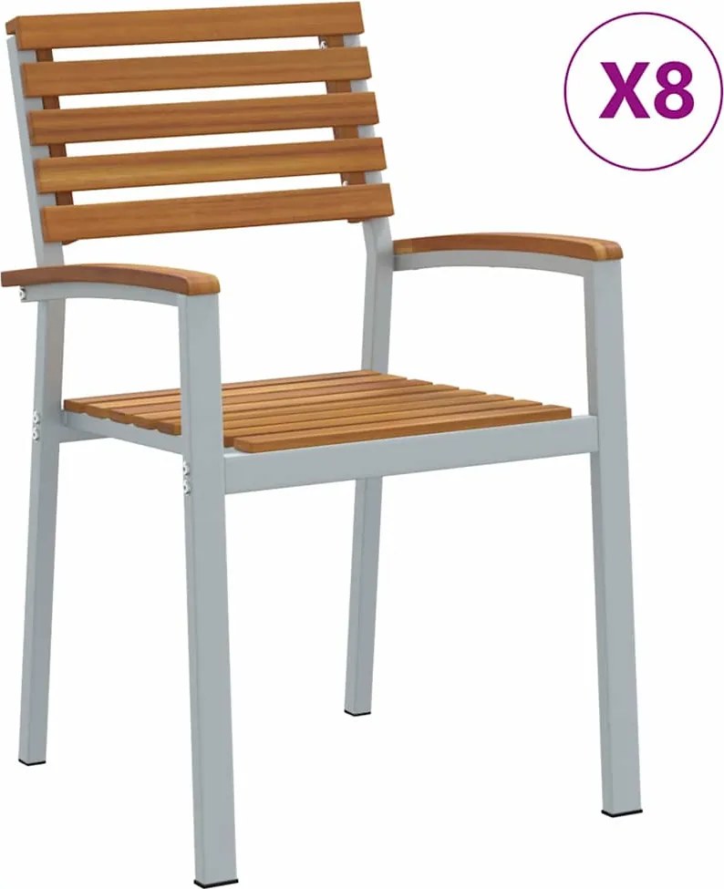 vidaXL Scaun pentru Grădină 8 pcs Maro 56 x 57 x 87 cm