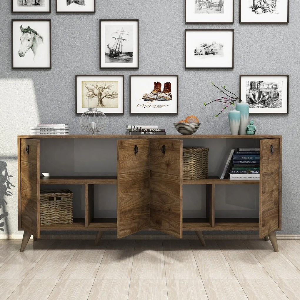 Bufet inferior Elite Walnut, Mezza, 180x45x80 cm, maro