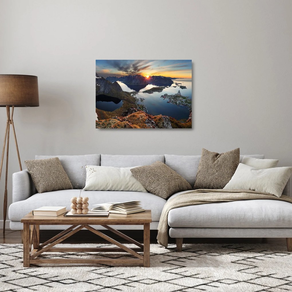 Tablou pe sticlă - Peisaj montan, Norvegia (70x50 cm)
