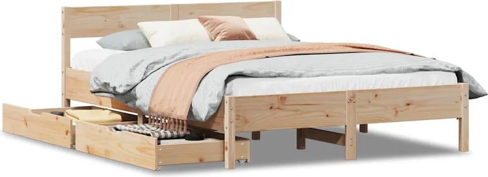 vidaXL Cadru de pat fără saltea, 135x190 cm, lemn masiv de pin