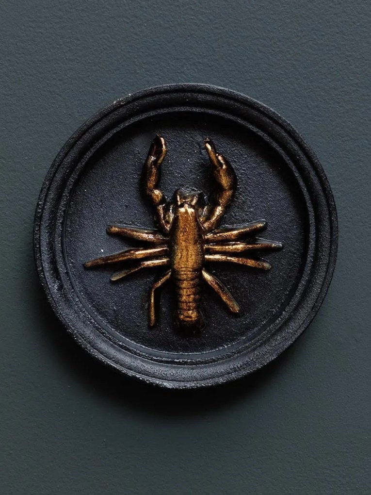 Decoratiune de perete, neagra, din rasina, Lobster