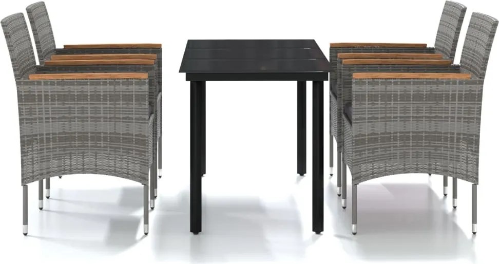 vidaXL Set de servit masa pentru grădină, 5 piese, gri și negru