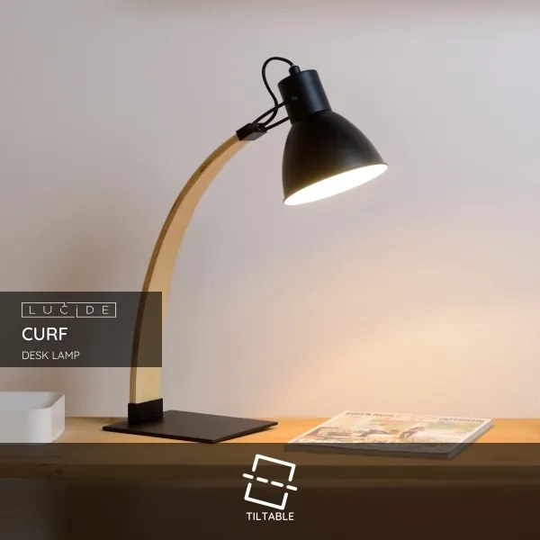 Lucide 03613/01/30 - Lampa de masa CURF 1xE27/60W/230V negru