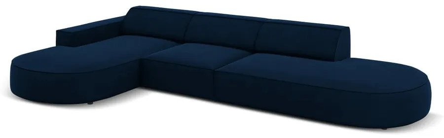 Colțar albastru cu tapițerie din catifea (cu șezlong pe partea stângă ) Jodie - Micadoni Home