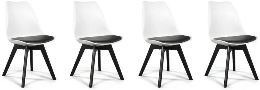 Set de scaune stil scandinav alb-negru DARK-BASIC 3 + 1 GRATIS!