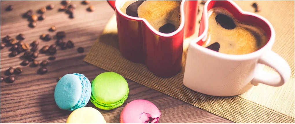 Tablou cu cafea și macarooni (120x50 cm)