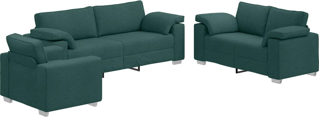 vidaXL Canapea 3 pcs Verde închis 219 x 80 x 82 cm