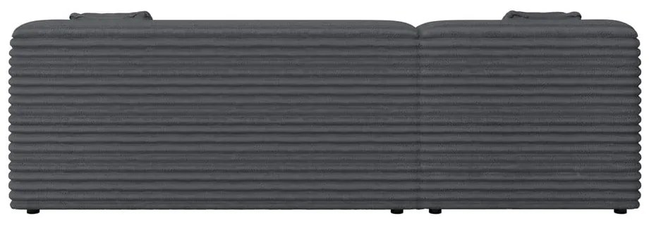 Colțar gri închis cu tapițerie din catifea reiată (cu colț pe partea stângă, cu șezlong) Martin – Ropez