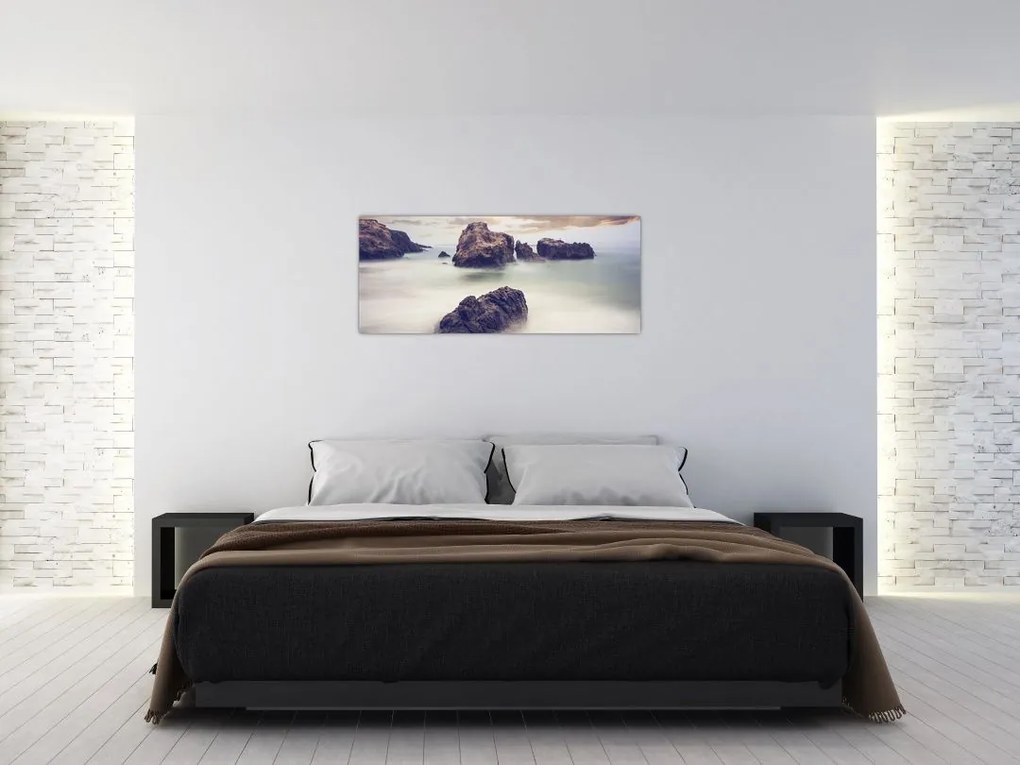 Tablou cu stânci în ceață (120x50 cm)