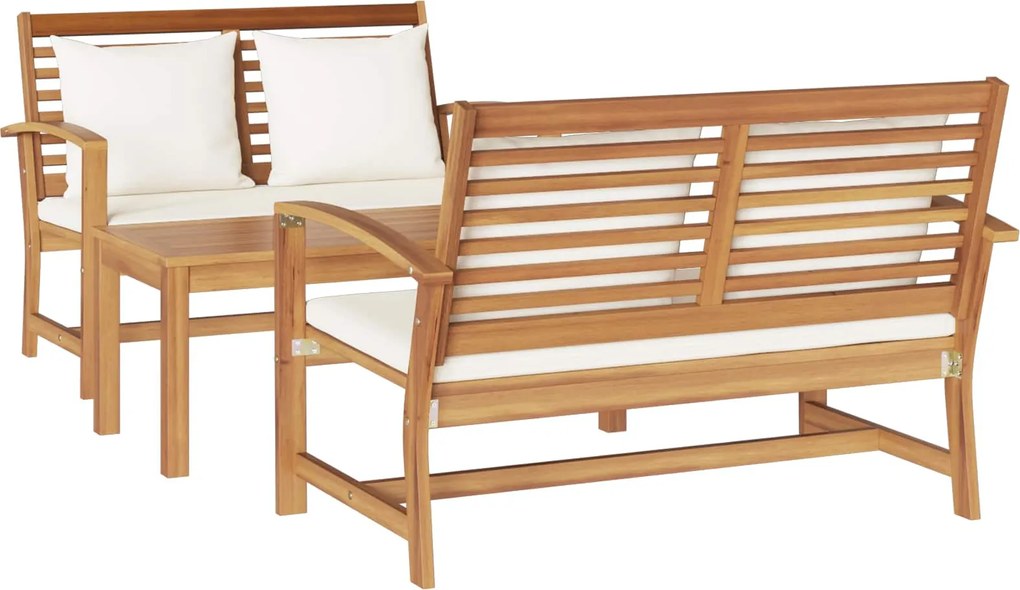 vidaXL Set de canapele pentru grădină 3 pcs natural Lemn solid de tec
