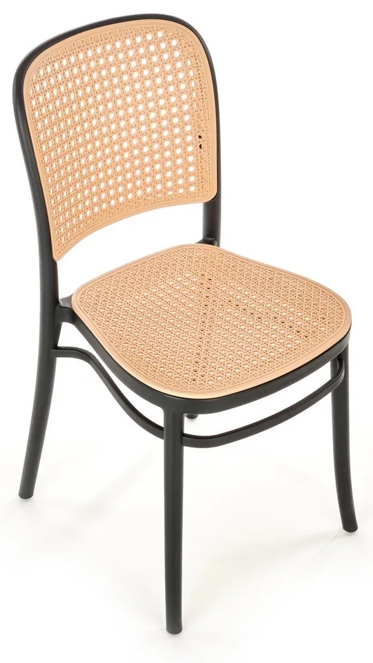 Scaun de bucaterie Tobias, ratan / negru