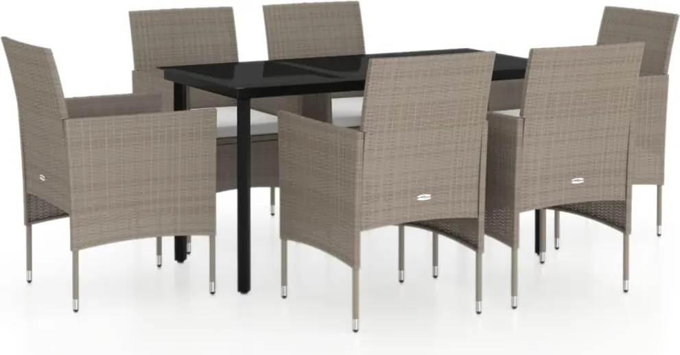 vidaXL Set de masă pentru grădină, 5 piese, cu perne, bej și negru