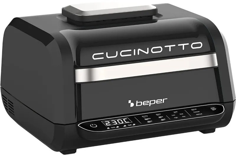 Resigilat: Fripteuza cu aer cald si grill  8in1 Beper P101FRI080, 1700W, 8 programe, 3.8 L, 230°C, Negru
