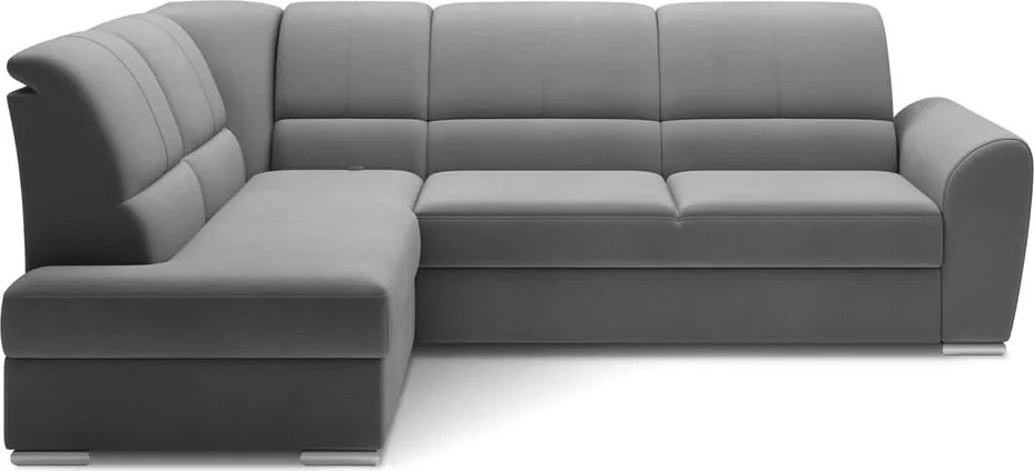 Colțar gri extensibil/cu spațiu de depozitare cu tapițerie din catifea (cu colț pe partea stângă/în formă de ”L”) Siber – ELTAP