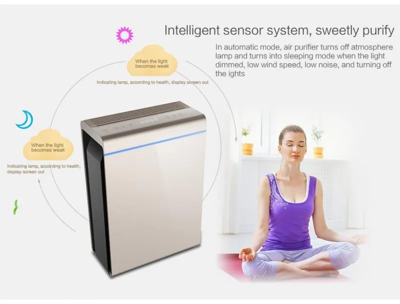 Purificator de aer Attractive Oberon 350, 85W, Pana la 65 m², 350 m³/h, 3 viteze, Wi-Fi, Ionizare, Senzori inteligenti, Telecomanda, Ecran tactil, Alb/Negru