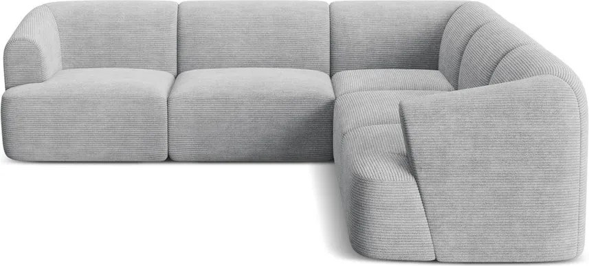 Colțar gri deschis cu tapițerie din catifea reiată Campi – Cosmopolitan Design