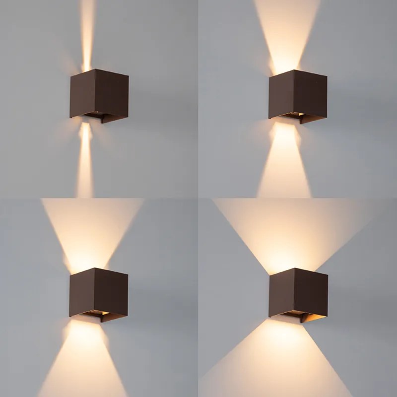 Aplică de perete exterioară maro ruginiu incl. LED 2 lumini IP54 - Edwin