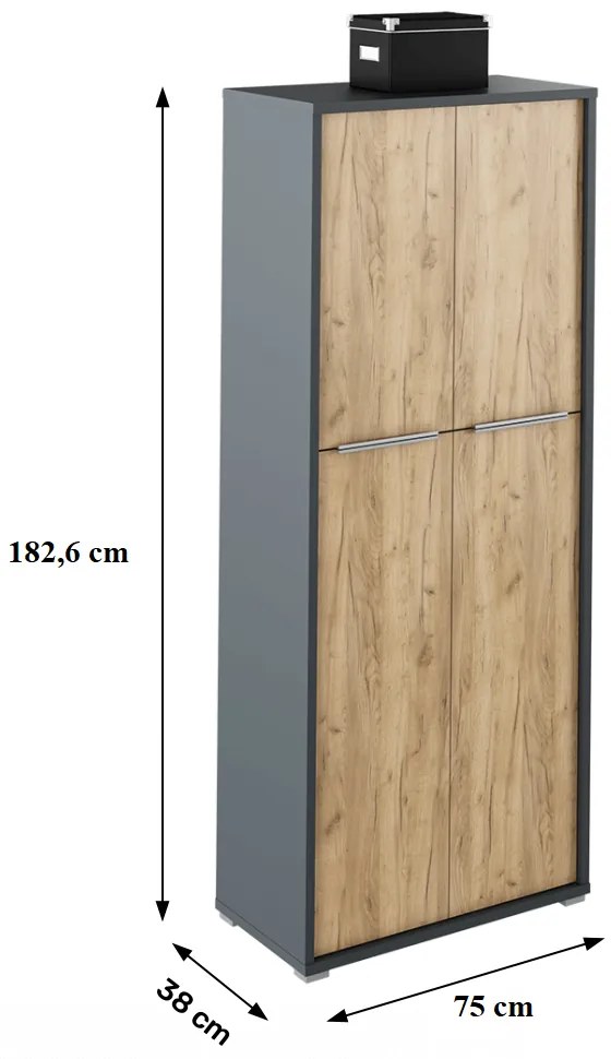 Dulap cu rafturi Hamila NEW TYP 07 (grafit + Stejar artisan). 1028761