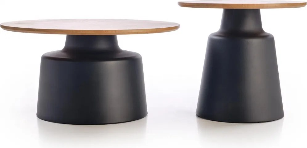 Set măsuțe de cafea Malomi - stejar natural / negru