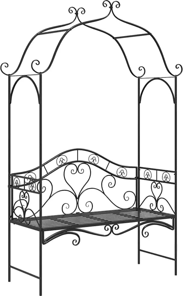 vidaXL Bancă de grădină Negru 121 x 48 x 200 cm Oțel