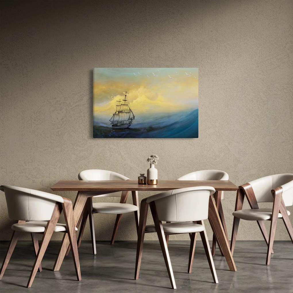 Tablou - Pictură barcă pe mare (90x60 cm)