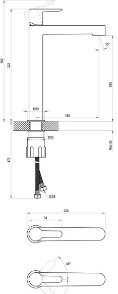 Ravak X070114 - Baterie pentru lavoar PURI 32,2 cm, crom lucios