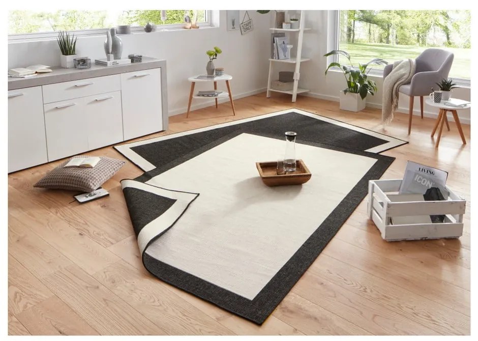 Covor adecvat pentru exterior NORTHRUGS Panama, 160 x 230 cm, negru - crem