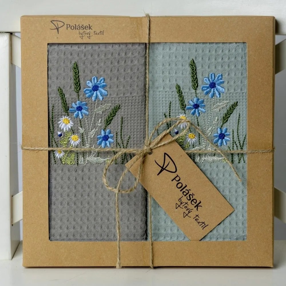 Prosoape de bucătărie waffle brodate cu motiv – Set de 2 bucăți