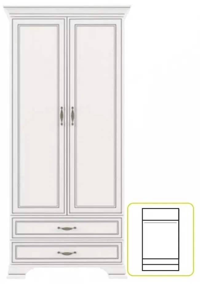 Dulap cu doua usi 2D2S, woodline crem, TIFFY 02