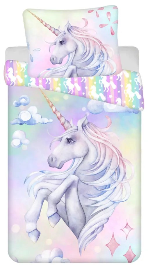 Unicorn Pastel Rainbow set de lenjerie de pat 140×200cm, 70×90 cm