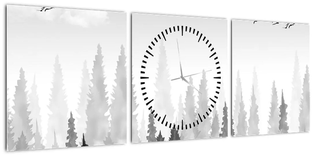 Tablou - Culmi de pădure (cu ceas) (90x30 cm)