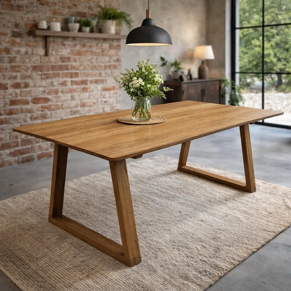 Masa dining Albis Trapez din stejar masiv 200x95   240x95 cm