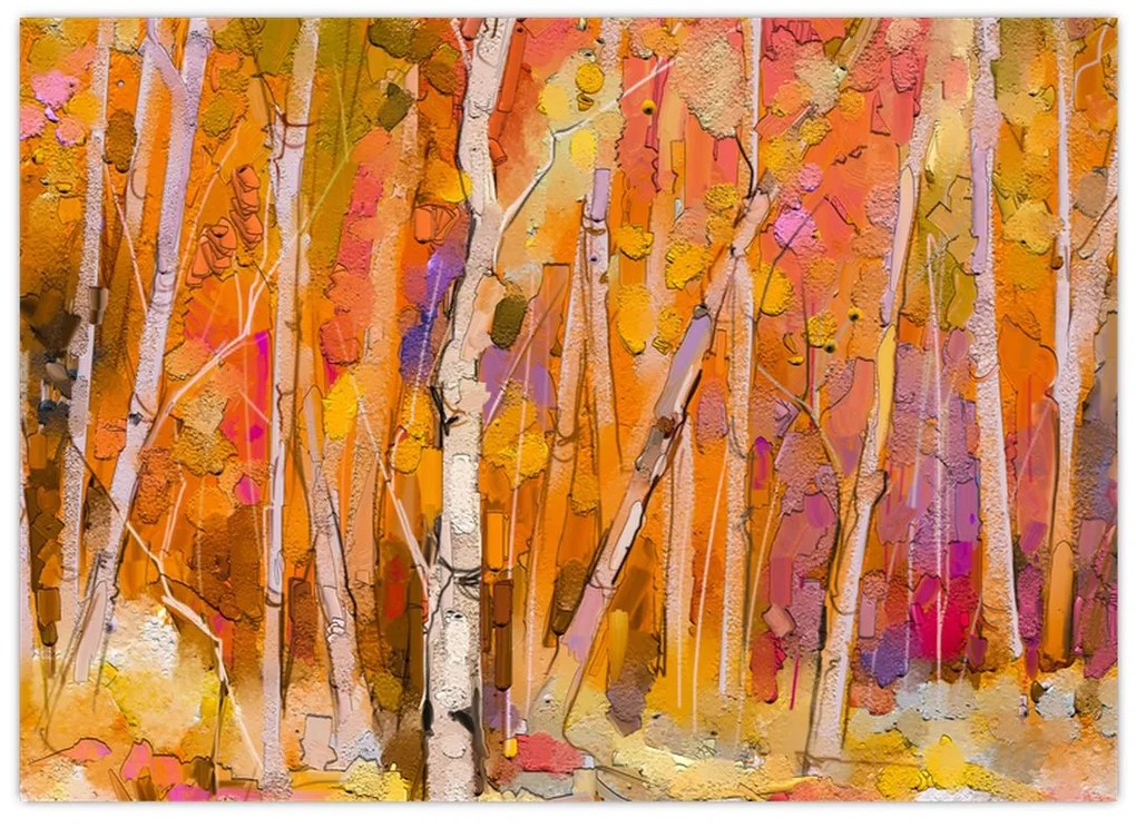 Tablou pe sticlă - Pădurea toamna (70x50 cm)