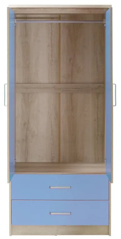 Dulap Copii Looney Cu 2 Uși Și Sertare Culoare Castillo-Albastru 81x57x183 cm