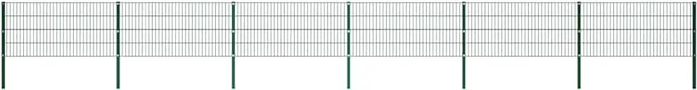 vidaXL Panou de gard cu stâlpi din fier, verde, 1040x80 cm