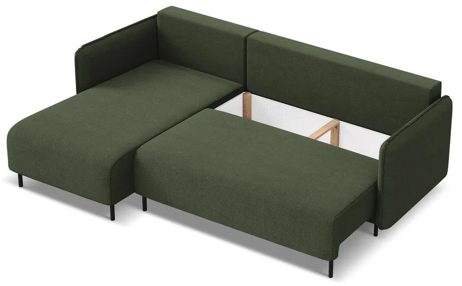 Colțar verde extensibil/cu spațiu de depozitare (cu colț pe partea stângă) Luana – Makamii