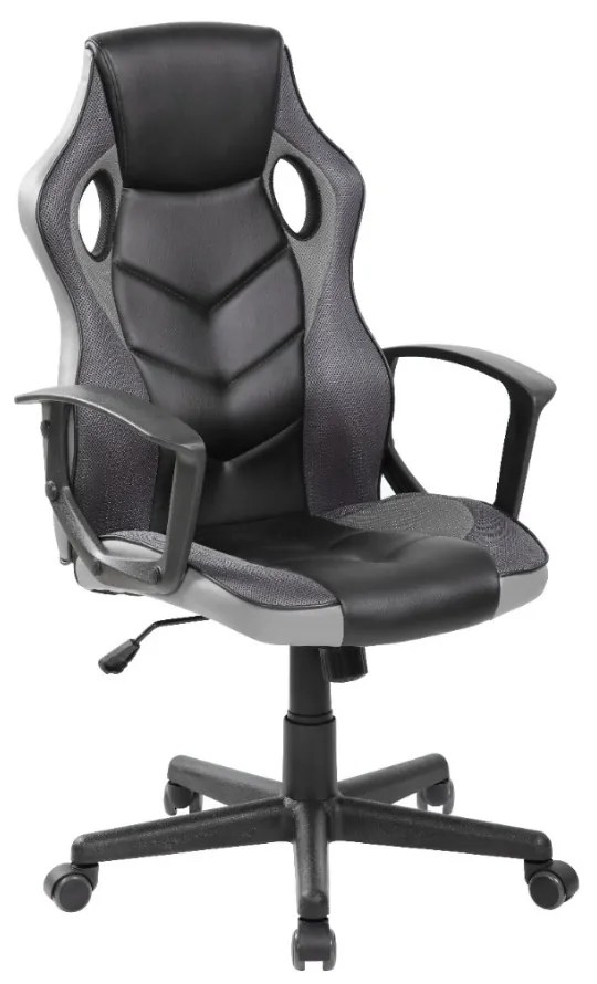Scaun directorial Toro, piele ecologica+mesh, negru/gri