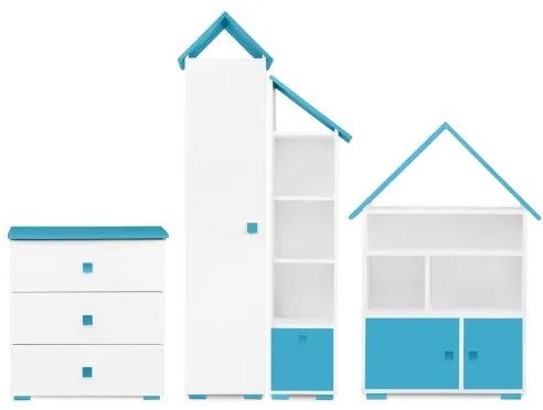 Comodă PABIS 87x83 cm alb/albastru