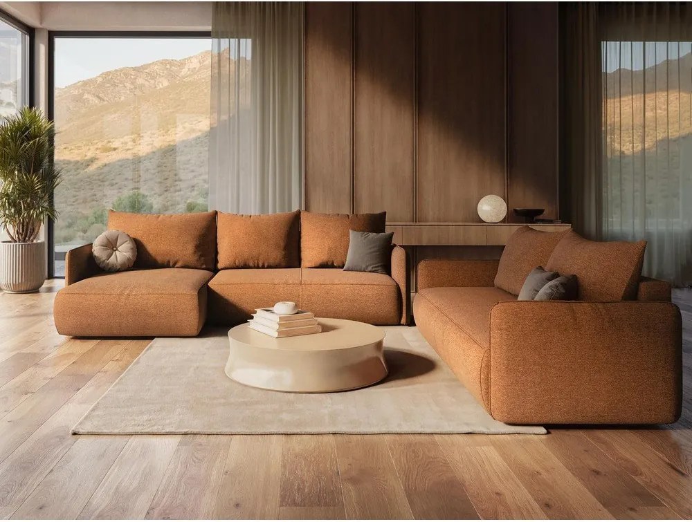 Colțar crem extensibil/cu spațiu de depozitare (cu colț pe partea stângă) Nanea – Makamii