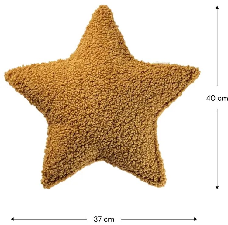 Pernă decorativă pentru copii maro cu tapițerie din țesătură bouclé Star – Wigiwama